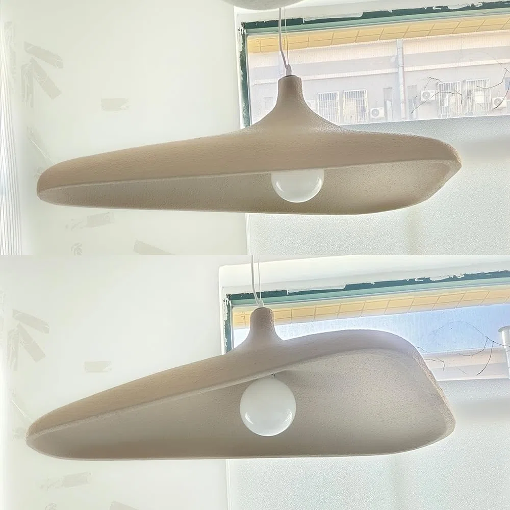 Pendelleuchte Wabi-Sabi Nordisch Stil Hängeleuchte Polystyrol Propylen Pendellampe E27 Esstisch Höhenverstellbar Kreative Hängelampe Schlafzimmer Wohnzimmer Esszimmer Deckenleuchte Beige(80cm)