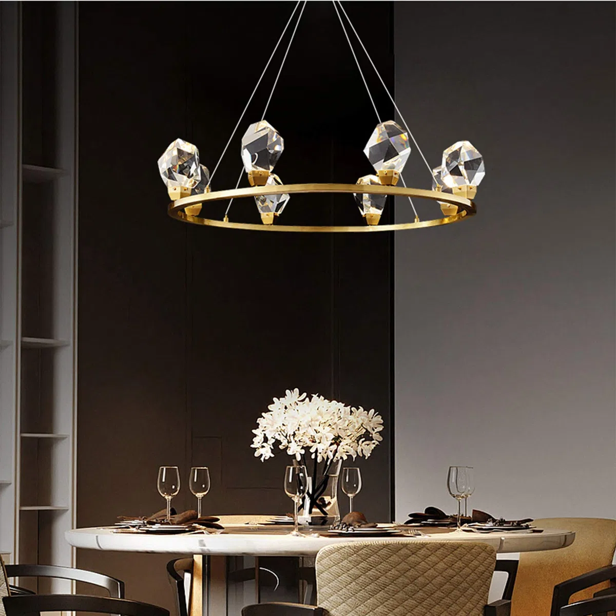 Led Vollkupfer Leichter Luxus Kristall Kronleuchter,Bereitstellen-modernen Amerikaner Einfach Atmosphäre Kreativ Kronleuchter,Wohnzimmer Esszimmer Schlafzimmer Licht- 8
