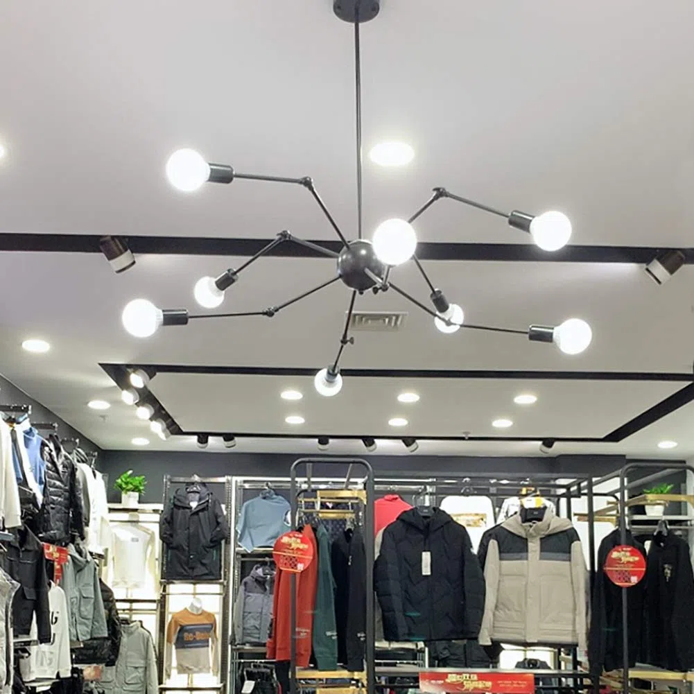 Vintage-stil Industrieller Wind E27 Spider Lights Kronleuchter,Sputnik Kronleuchter Für Wohnung Geneigte Decke Schlafzimmer Wohnzimmer Esszimmer Küche Beleuchtung-Schwarz. 14 kopf