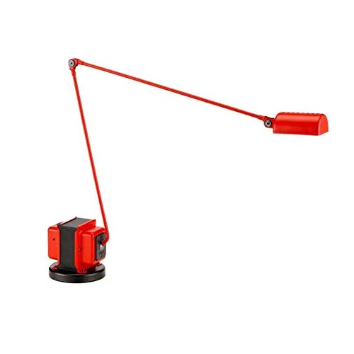 Daphine Tavolo LED Schreibtischleuchte, rot matt BxH 40x35cm Fuß Gußeisen schwarz lackiert H10cm x Ø11cm mit Dimmer Zweistufenschalter 840lm 3000K