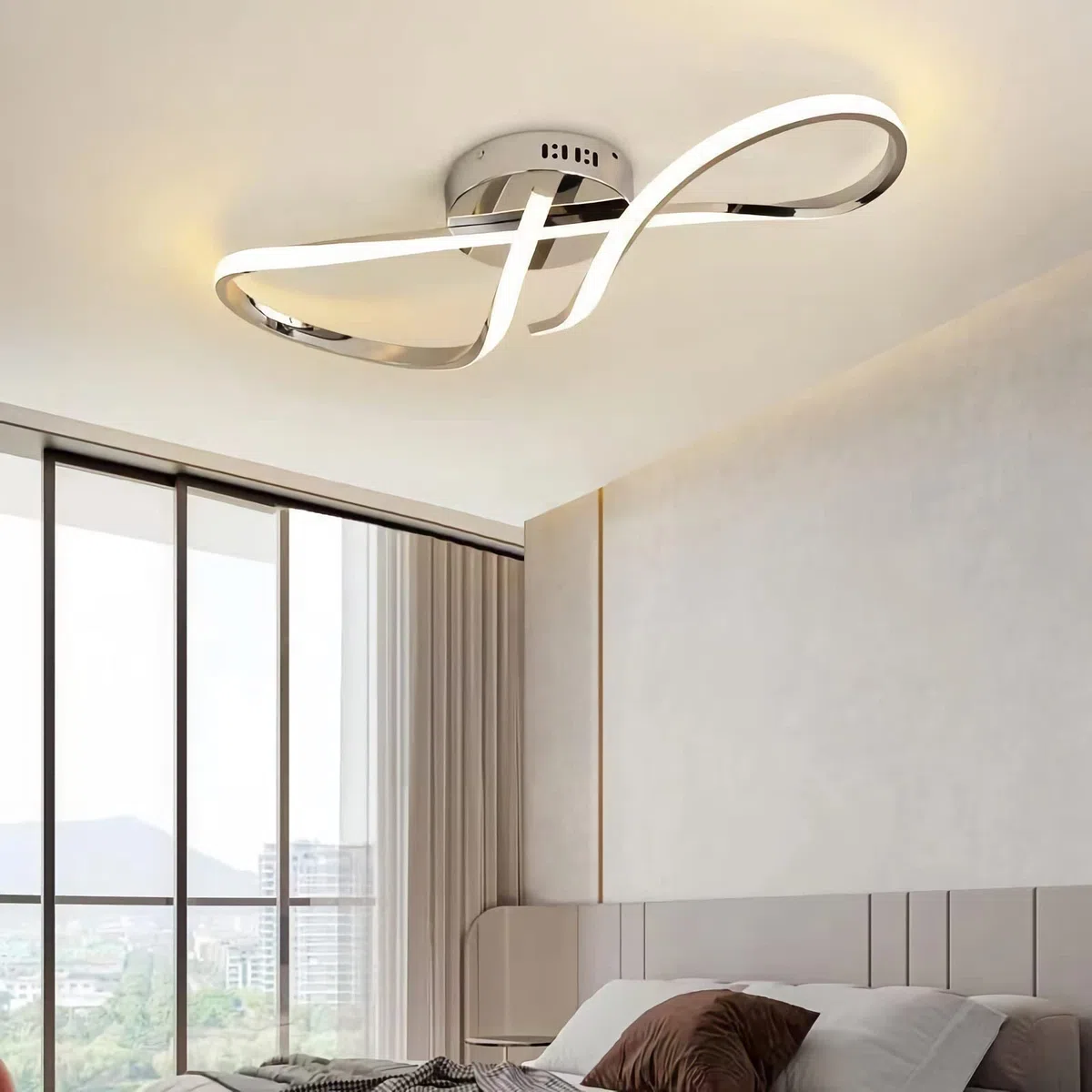 Deckenlampe LED Deckenleuchte Wohnzimmer Dimmbare Deckenlampe Moderne Wohnzimmerlampe Mit Fernbedienung Schlafzimmer Kronleuchter Schlafzimmer Esszimmer Küche Beleuchtung (Komplexe Farbe, L80cm)
