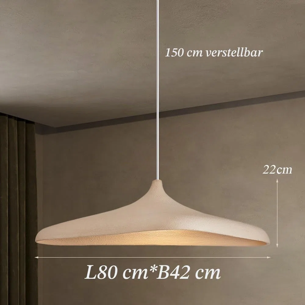Pendelleuchte Wabi-Sabi Nordisch Stil Hängeleuchte Polystyrol Propylen Pendellampe E27 Esstisch Höhenverstellbar Kreative Hängelampe Schlafzimmer Wohnzimmer Esszimmer Deckenleuchte Beige(80cm)