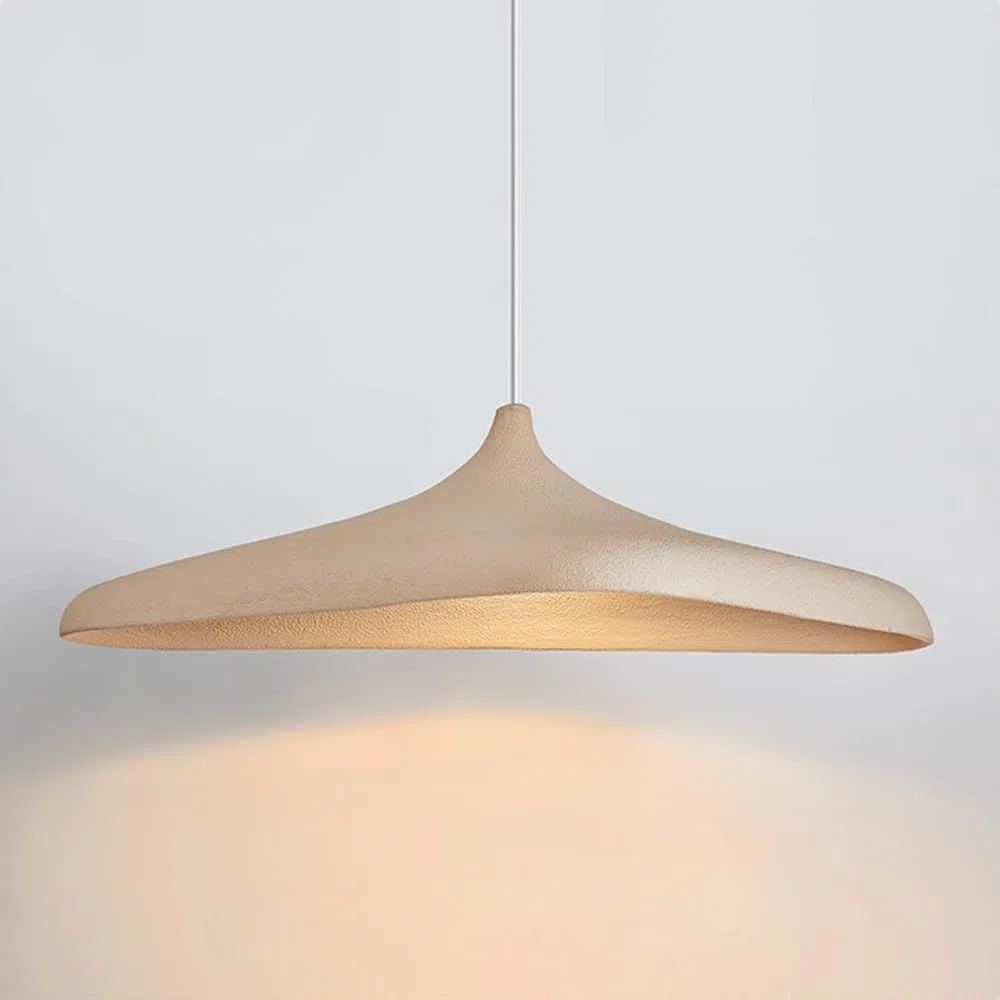 Pendelleuchte Wabi-Sabi Nordisch Stil Hängeleuchte Polystyrol Propylen Pendellampe E27 Esstisch Höhenverstellbar Kreative Hängelampe Schlafzimmer Wohnzimmer Esszimmer Deckenleuchte Beige(80cm)