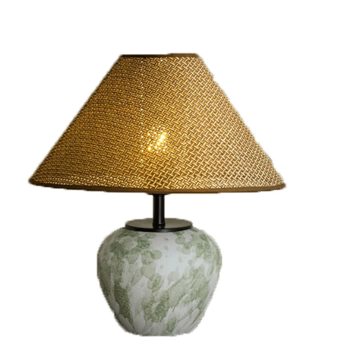 Tischlampe, Retro-Tischlampe, Keramik, schlichtes Design, dekorative Atmosphäre, Schreibtischlampe für Schlafzimmer, Wohnzimmer, Nachttischlampe (grün)