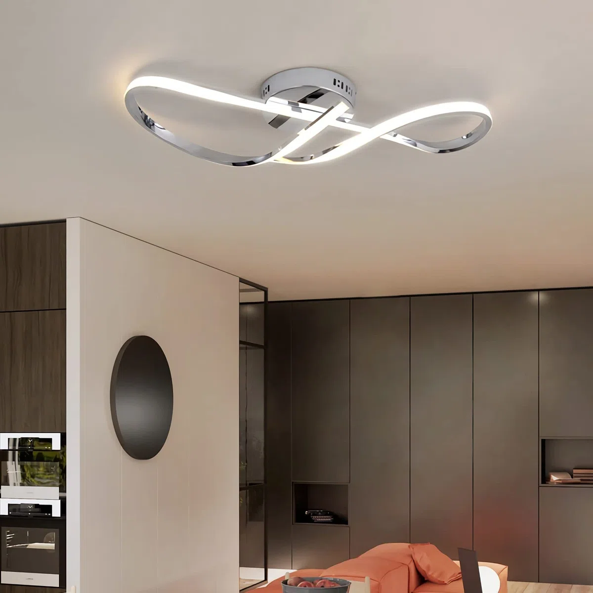 Deckenlampe LED Deckenleuchte Wohnzimmer Dimmbare Deckenlampe Moderne Wohnzimmerlampe Mit Fernbedienung Schlafzimmer Kronleuchter Schlafzimmer Esszimmer Küche Beleuchtung (Komplexe Farbe, L80cm)
