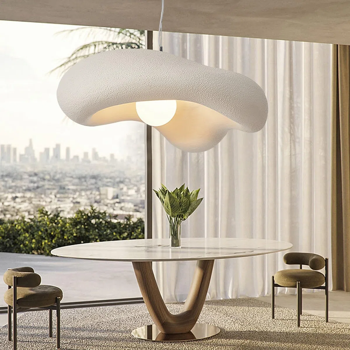 Hängelampe Wabi Sabi Stil Polystyrol Pendelleuchte Retro Japanischer Esszimmer Lampen For Küchenlampe Schlafzimmer E27 Nordic Hängelampe Esstisch Nachttisch Hängeleuchte(Beige,60CM)