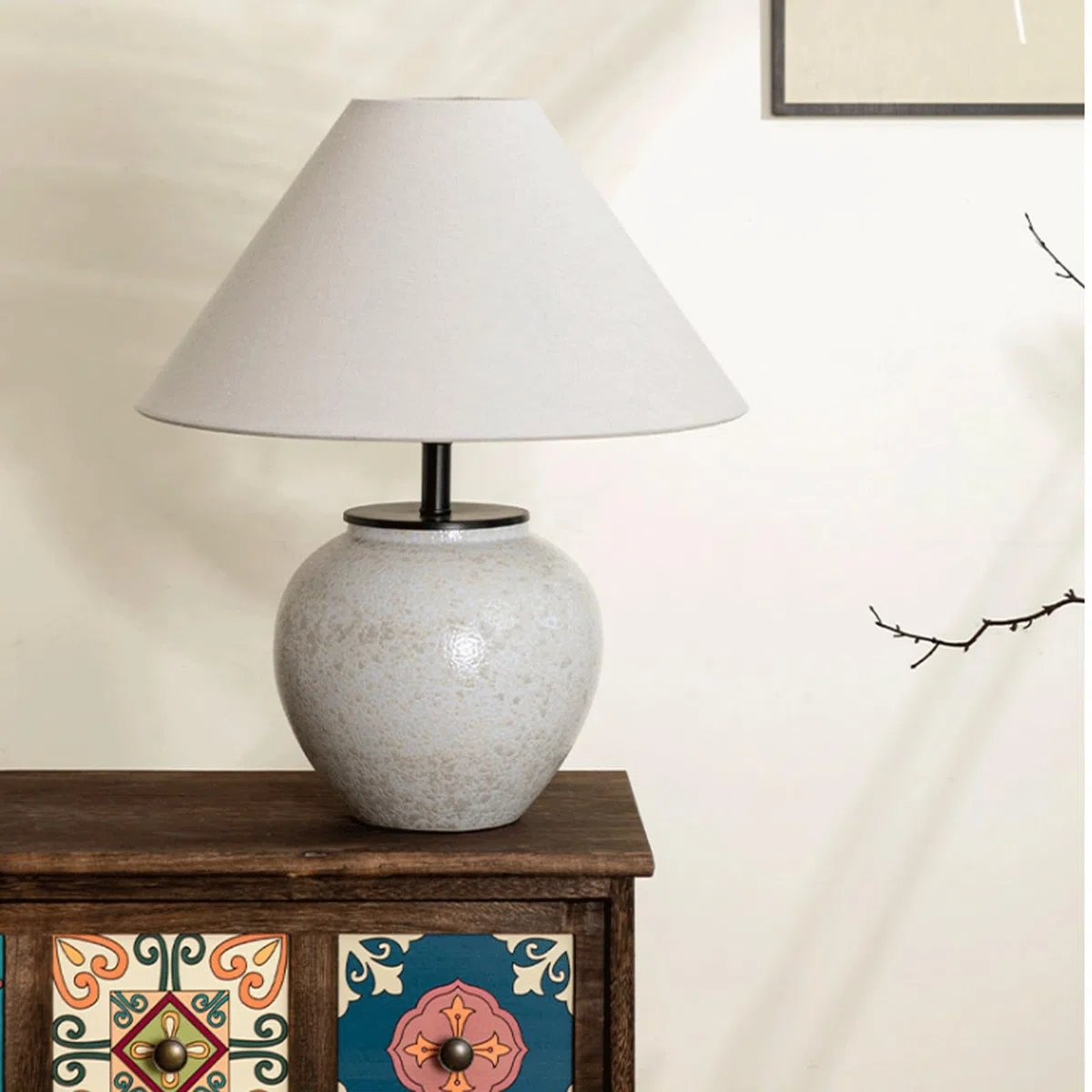 Tischlampe, Retro-Tischlampe, Keramik, schlichtes Design, dekorative Atmosphäre, Schreibtischlampe für Schlafzimmer, Wohnzimmer, Nachttischlampe (grün)