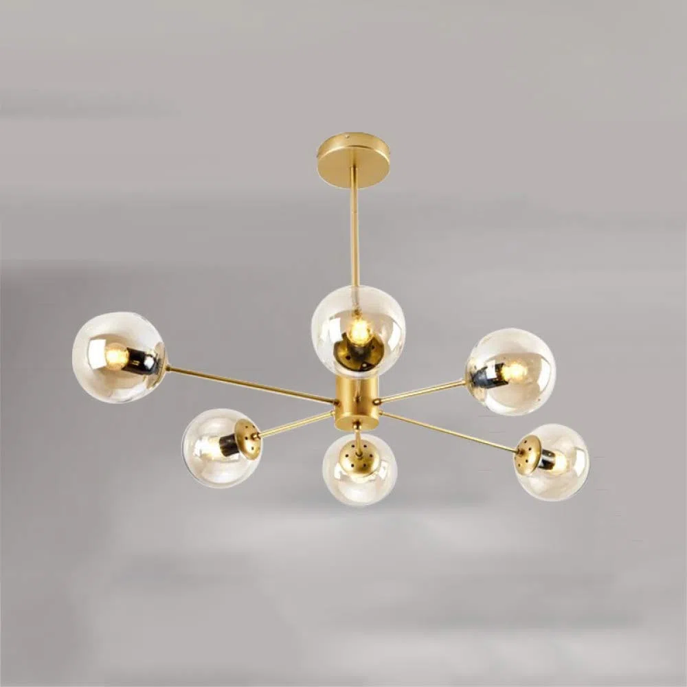 Magic Bean Kronleuchter, Postmodern Nordic Pendelleuchte Sputnik Molekular Glaskugel Hängelampe Für Wohnzimmer Schlafzimmer Restaurant,Gold1+WarmLight-6Heads