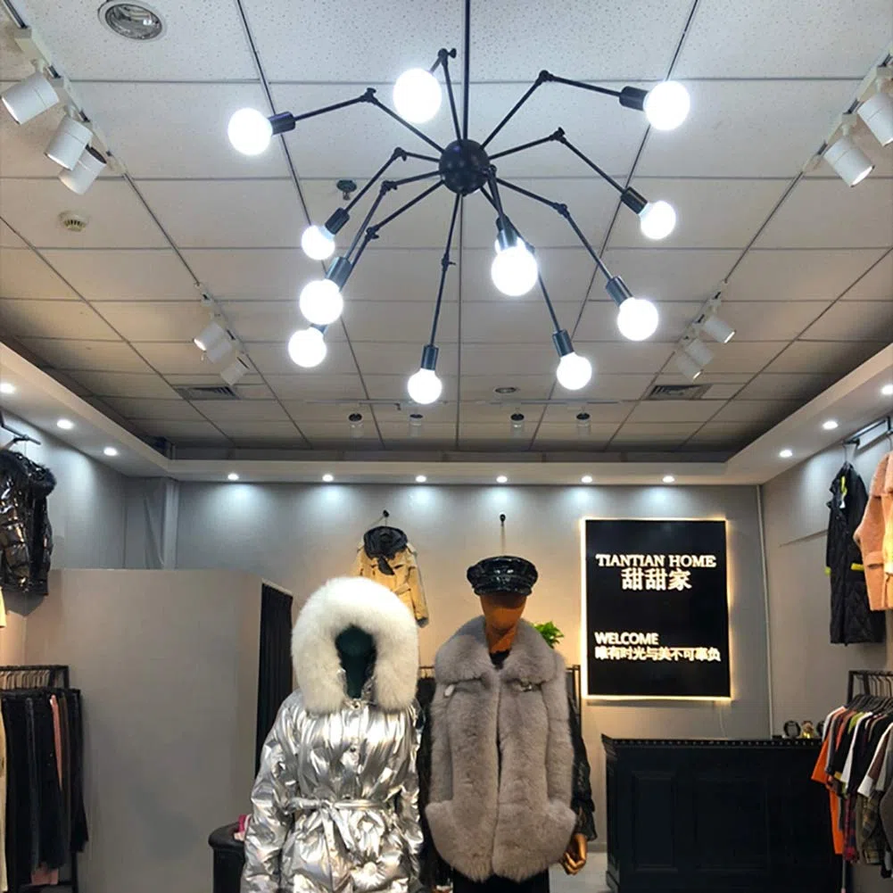 Vintage-stil Industrieller Wind E27 Spider Lights Kronleuchter,Sputnik Kronleuchter Für Wohnung Geneigte Decke Schlafzimmer Wohnzimmer Esszimmer Küche Beleuchtung-Schwarz. 14 kopf